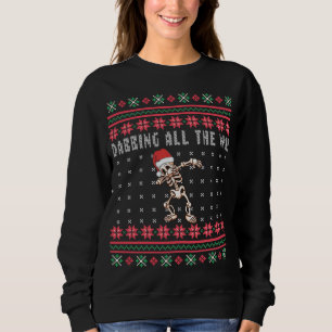 Dabbing All the Way Santa Skeleton Ugly Christmas Sweatshirt