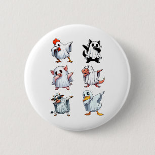 Dabbing Animals Farm Halloween Ghost Costume Funny 6 Cm Round Badge