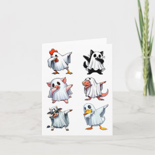Dabbing Animals Farm Halloween Ghost Costume Funny Card