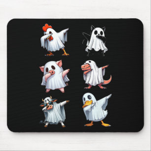 Dabbing Animals Farm Halloween Ghost Costume Funny Mouse Pad