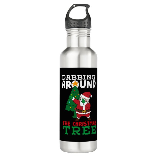 Dabbing Around the Christmas Drawing Cartoon 710 Ml Water Bottle (Front)