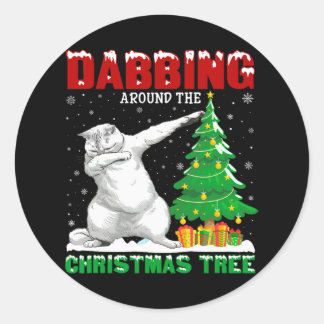 Dabbing Around The Christmas Tree Persian Cat Xmas Classic Round Sticker