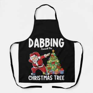 Dabbing Around the Christmas Tree Santa Holiday Apron