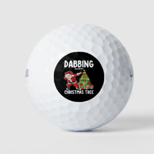 Dabbing Around the Christmas Tree Santa Holiday Golf Balls