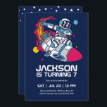Dabbing Astronaut Outer Space Rocket Kids Birthday Invitation<br><div class="desc">Cute design for kids,  boys or girls who love astronaut,  outer space,  rocket,  universe,  planets,  stars and galaxy. Perfect for space theme birthday party. You can customise the wording to fit other occasions.</div>