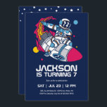 Dabbing Astronaut Outer Space Rocket Kids Birthday Invitation<br><div class="desc">Cute design for kids,  boys or girls who love astronaut,  outer space,  rocket,  universe,  planets,  stars and galaxy. Perfect for space theme birthday party. You can customise the wording to fit other occasions.</div>
