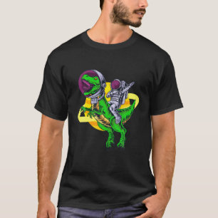 Dabbing Astronaut Riding A Rex In Space Funny Dino T-Shirt