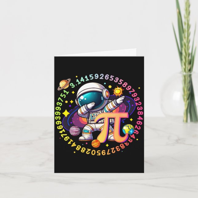 Dabbing astronaut symbol math day solar system  card (Front)