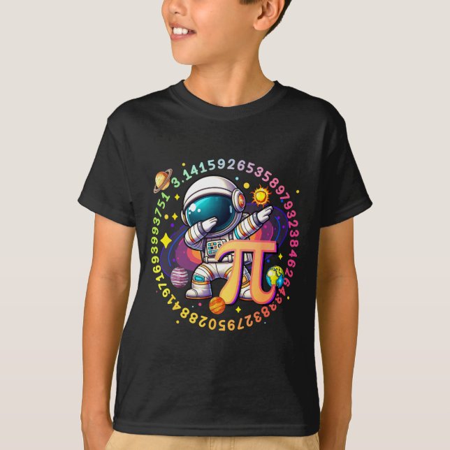 Dabbing astronaut symbol math day solar system  T-Shirt (Front)
