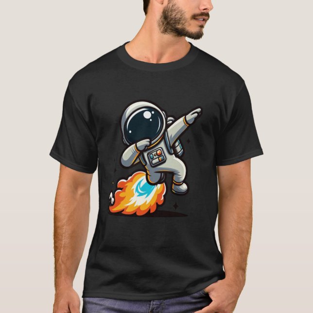 Dabbing Astronaut with Jet Pack Funny Design for M T-Shirt (Front)