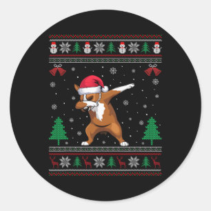 Dabbing Australian Cattle Dog Santa Hat Boys Girls Classic Round Sticker