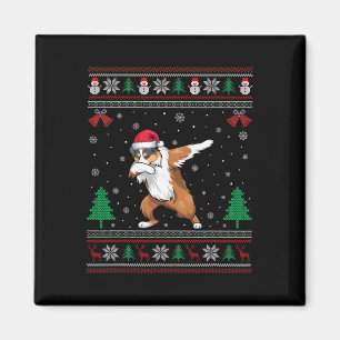 Dabbing Australian Shepherd Dog Santa Hat Boys Gir Magnet