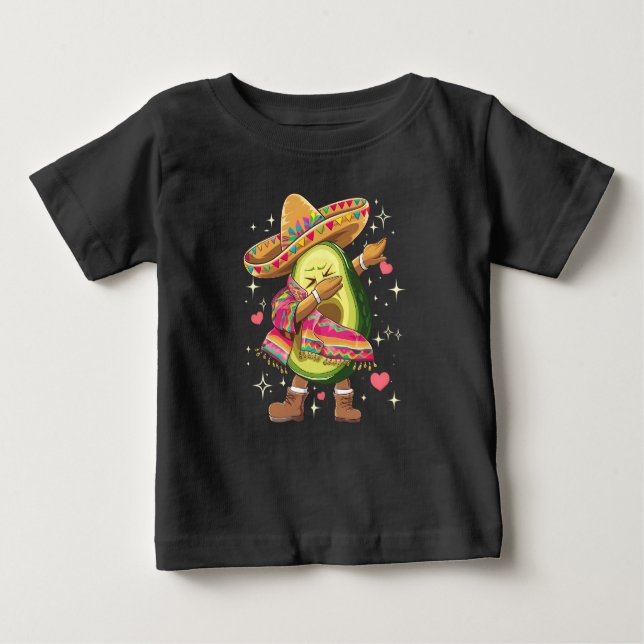 Dabbing Avocado Cinco De Mayo Funny Mexican Poncho Baby T-Shirt (Front)