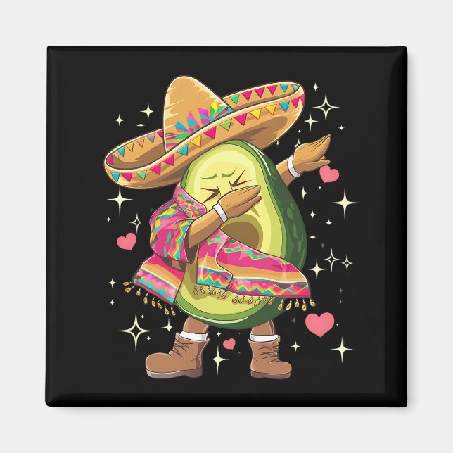Dabbing Avocado Cinco De Mayo Funny Mexican Poncho Magnet (Front)