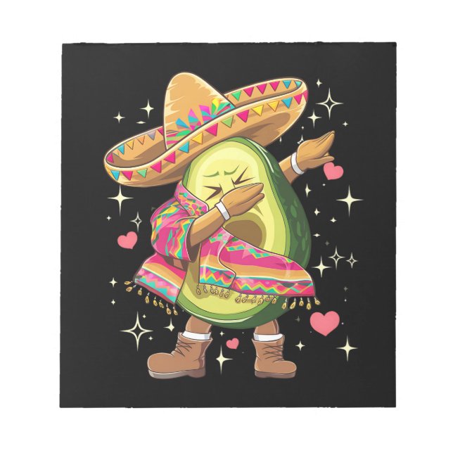 Dabbing Avocado Cinco De Mayo Funny Mexican Poncho Notepad (Front)