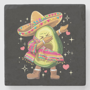 Dabbing Avocado Cinco De Mayo Funny Mexican Poncho Stone Coaster