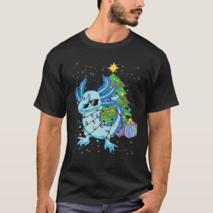 Dabbing Axolotl Christmas Lights Tree Funny Axolot T-Shirt