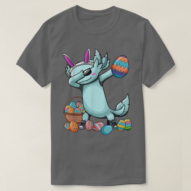 Dabbing Axolotl Easter Day Eggs Dab Boys Girls Kid T-Shirt (Design Front)