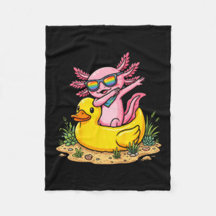 Dabbing Axolotl Rubber Duck Funny Summer Vacation Fleece Blanket