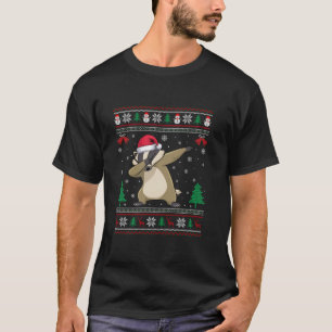Dabbing Badger Santa Hat Boys Girls Kids Christmas T-Shirt