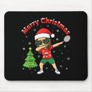 Dabbing Badminton Girl Santa Claus Christmas Xmas Mouse Pad