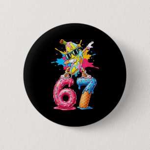 Dabbing Banana 67 Ice Cream Drip Funny Six Seven M 6 Cm Round Badge
