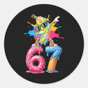 Dabbing Banana 67 Ice Cream Drip Funny Six Seven M Classic Round Sticker