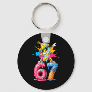 Dabbing Banana 67 Ice Cream Drip Funny Six Seven M Key Ring
