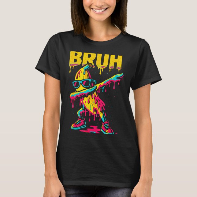 Dabbing Banana Bruh Drip Ice Cream Banana Youth Bo T-Shirt (Front)