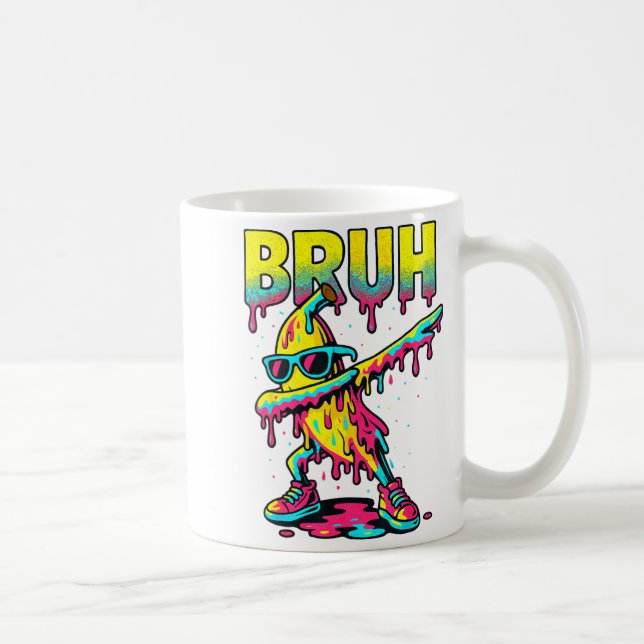 Dabbing Banana Bruh Ice Cream Drip Banana Youth Bo Coffee Mug (Right)