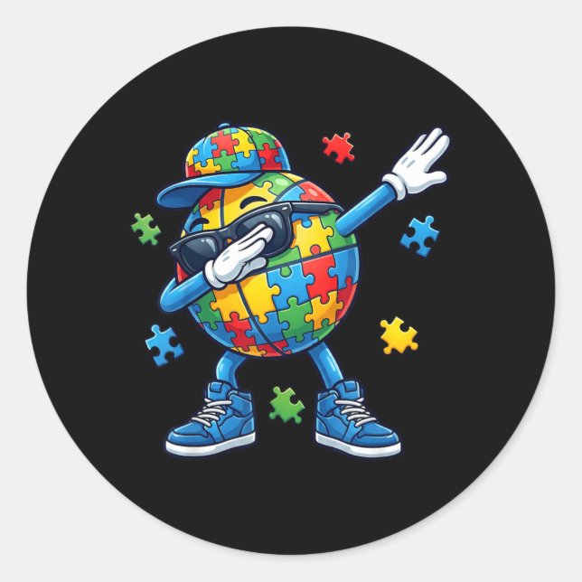 Dabbing Basball Au Awareness Classic Round Sticker (Front)