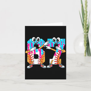 Dabbing Baseball Ice Cream Drip Number 67 Birthday Card