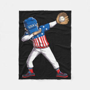 Dabbing Baseball Player 4th Of July Usa American F Fleece Blanket