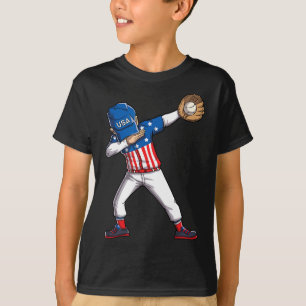 Dabbing Baseball Player 4th Of July Usa American F T-Shirt