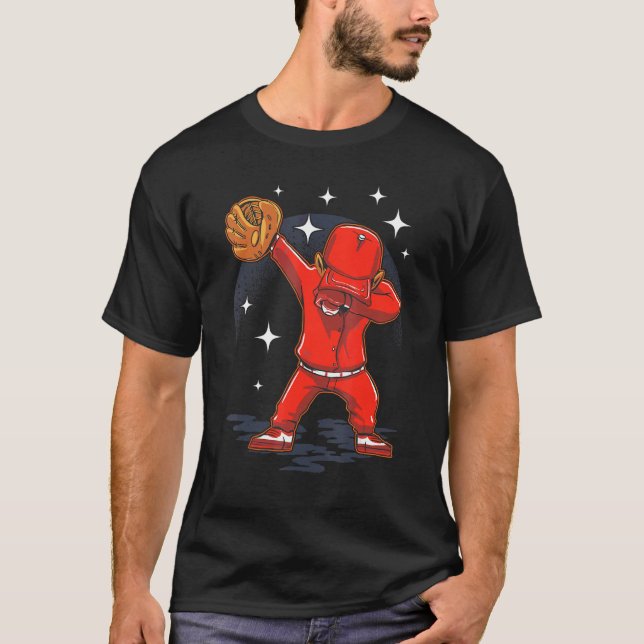 Dabbing Baseball Player Catcher Pitcher Batter Kid T-Shirt (Front)