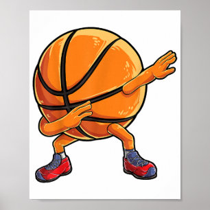 Dabbing Basketball Ball Funny Boys Men Women Sport Poster