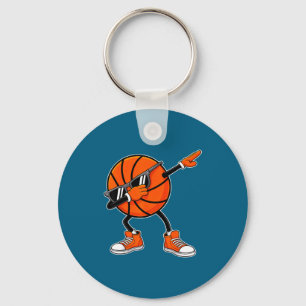 Dabbing basketball ball with sunglasses funny game key ring