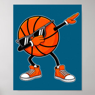 Dabbing basketball ball with sunglasses funny game poster