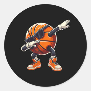 Dabbing Basketball Ball With Sungles Funny Basketb Classic Round Sticker