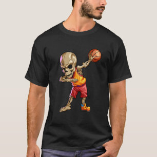 Dabbing Basketball Halloween Boys Skeleton Hallowe T-Shirt