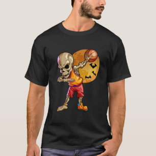 Dabbing Basketball Halloween Boys Skeleton Hallowe T-Shirt