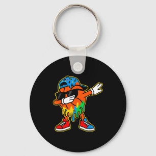 Dabbing Basketball Ice Cream Drip Boys Basketball  Key Ring
