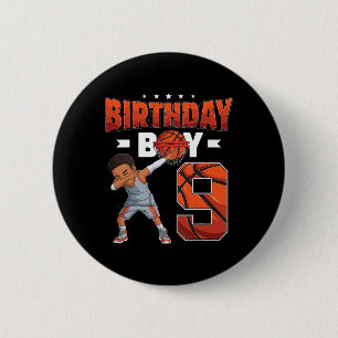 Dabbing Basketball player 9 Years Old Boy 9th Birt 6 Cm Round Badge
