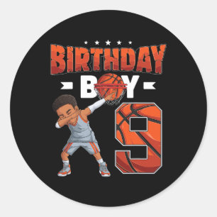 Dabbing Basketball player 9 Years Old Boy 9th Birt Classic Round Sticker