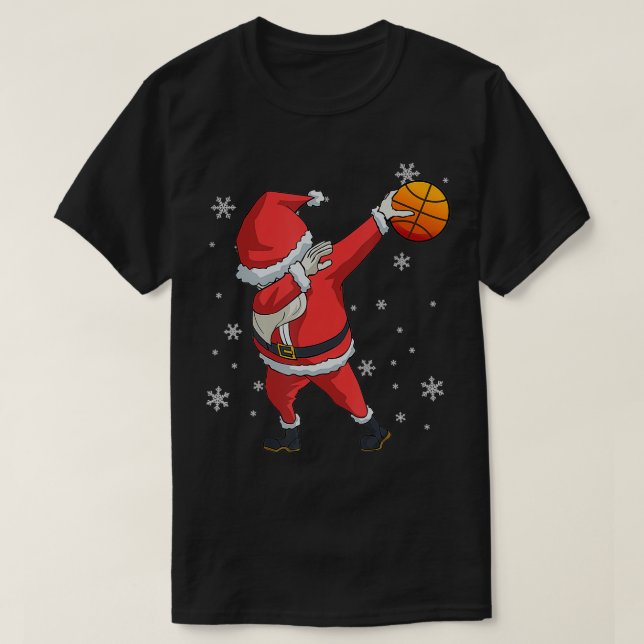 Dabbing Basketball Santa Claus  Christmas Gift  T-Shirt (Design Front)