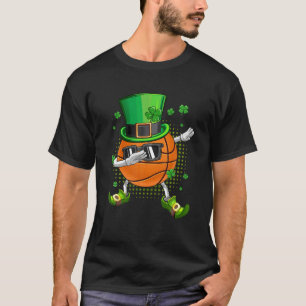 Dabbing Basketball Shamrock Funny Irish St Patrick T-Shirt