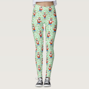 Dabbing Beach Santa Claus in a Aloha Shirt Tropica Leggings