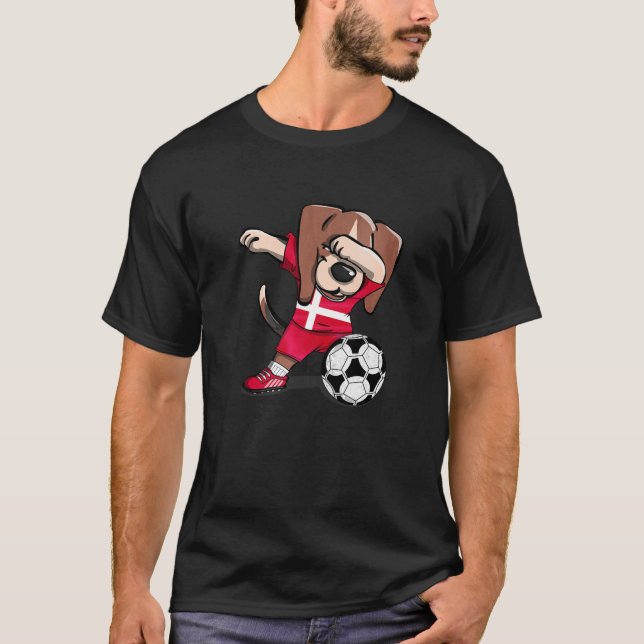 Dabbing Beagle Denmark Soccer Fans Jersey Danish F T-Shirt (Front)