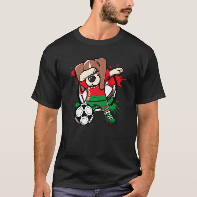 Dabbing Beagle Dog Belarus Soccer Fans Jersey Foot T-Shirt (Front)