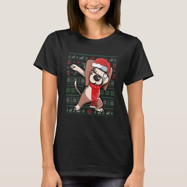 Dabbing Beagle Ugly Christmas Sweater  Party Costu (Front)